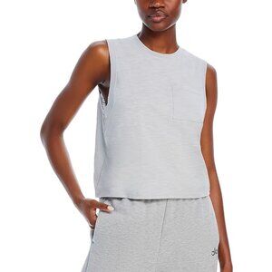 48$ AQUA Athletic Slub Jersey Muscle Tank Top Sleeveless Size S Harbor Mist Gray